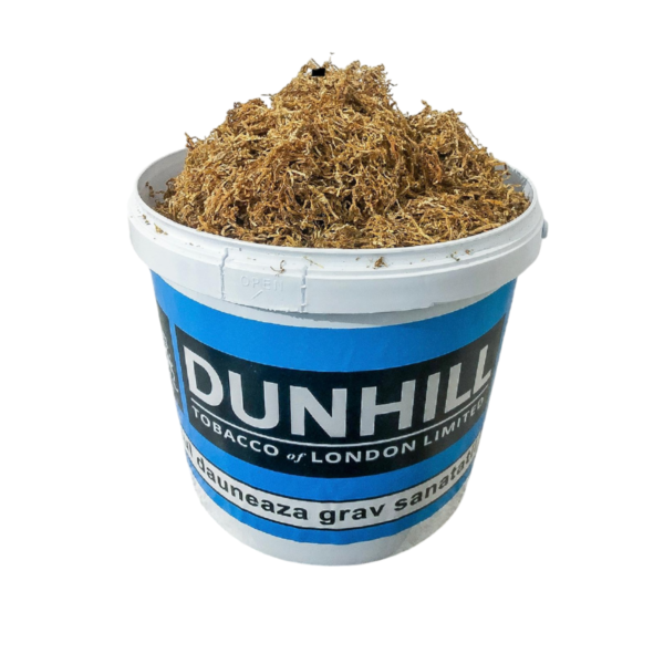 Găleată de tutun Dunhill Albastru, 1kg, deschisă, arătând tutunul